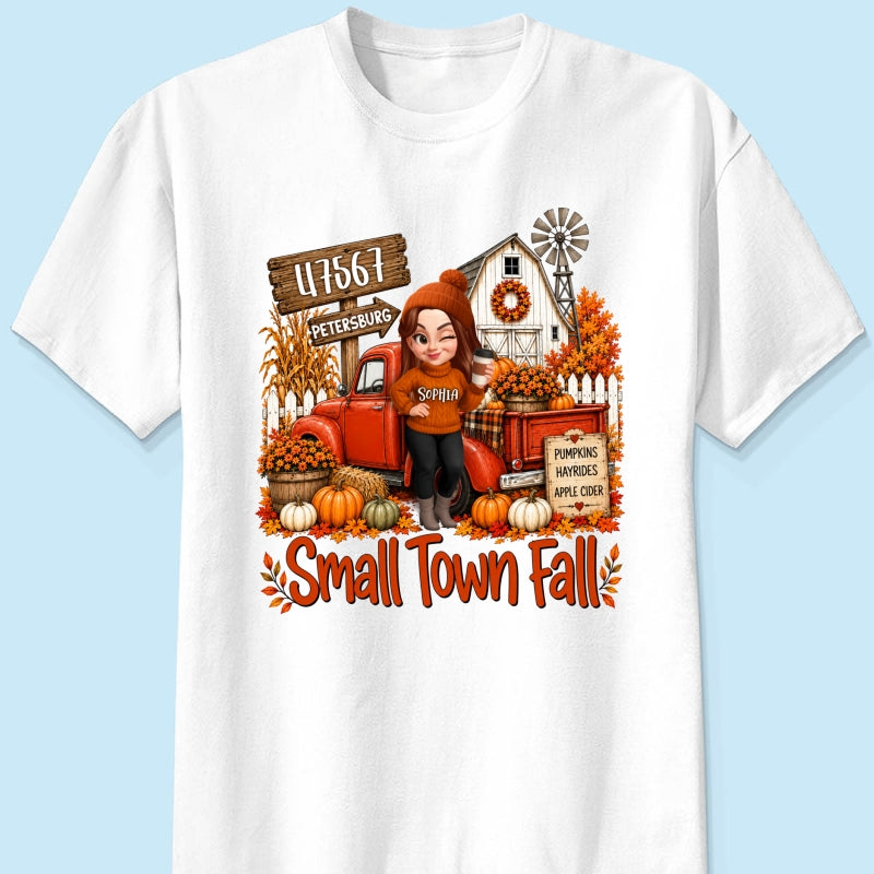 Small Town Fall Pumpkin Hayrides - Personalized Shirt - Custom Pumpkin Farm Trendy Fall Tee