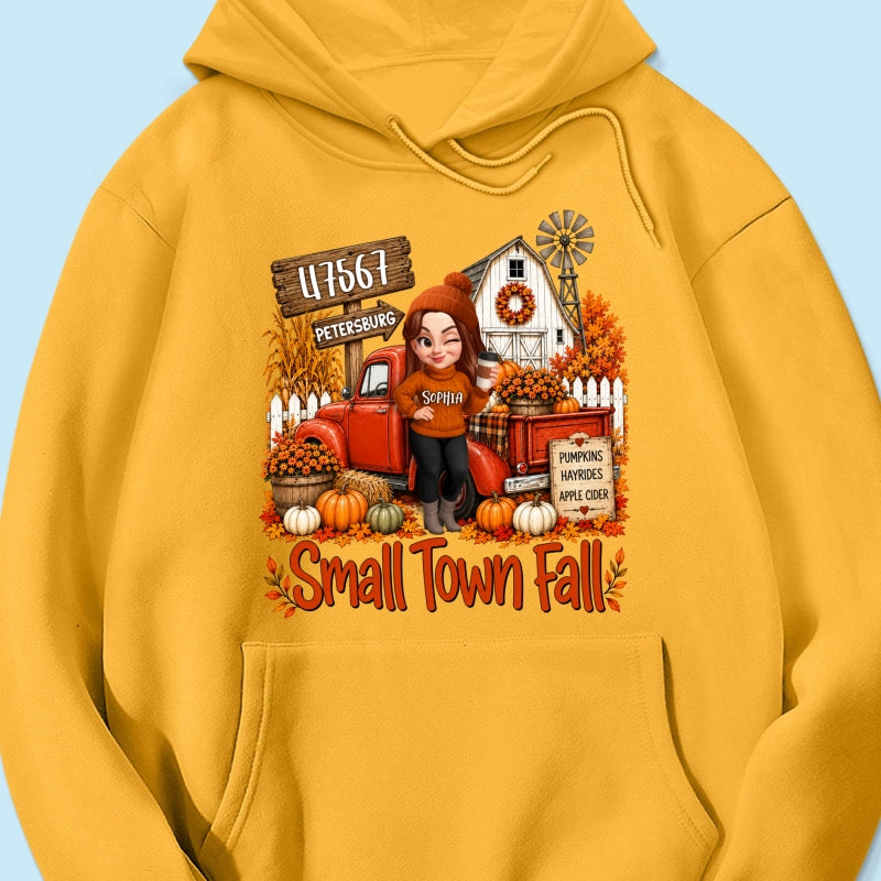 Small Town Fall Pumpkin Hayrides - Personalized Shirt - Custom Pumpkin Farm Trendy Fall Tee