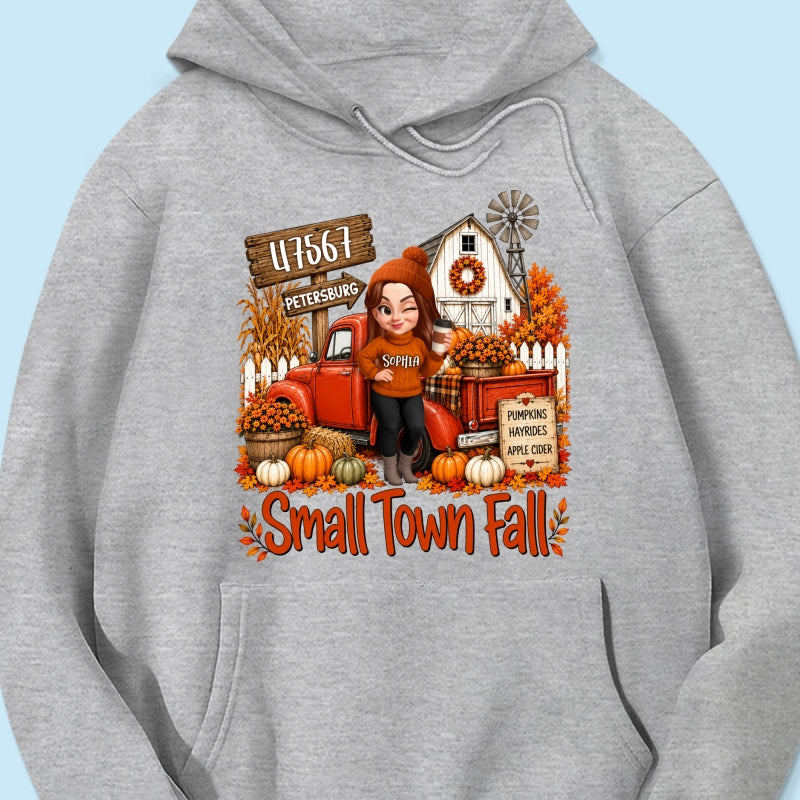 Small Town Fall Pumpkin Hayrides - Personalized Shirt - Custom Pumpkin Farm Trendy Fall Tee