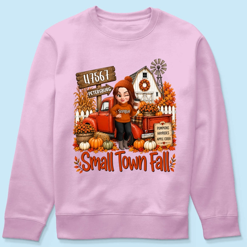 Small Town Fall Pumpkin Hayrides - Personalized Shirt - Custom Pumpkin Farm Trendy Fall Tee