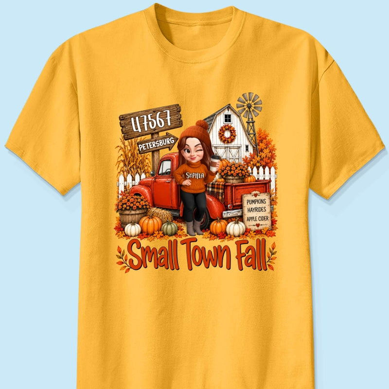 Small Town Fall Pumpkin Hayrides - Personalized Shirt - Custom Pumpkin Farm Trendy Fall Tee