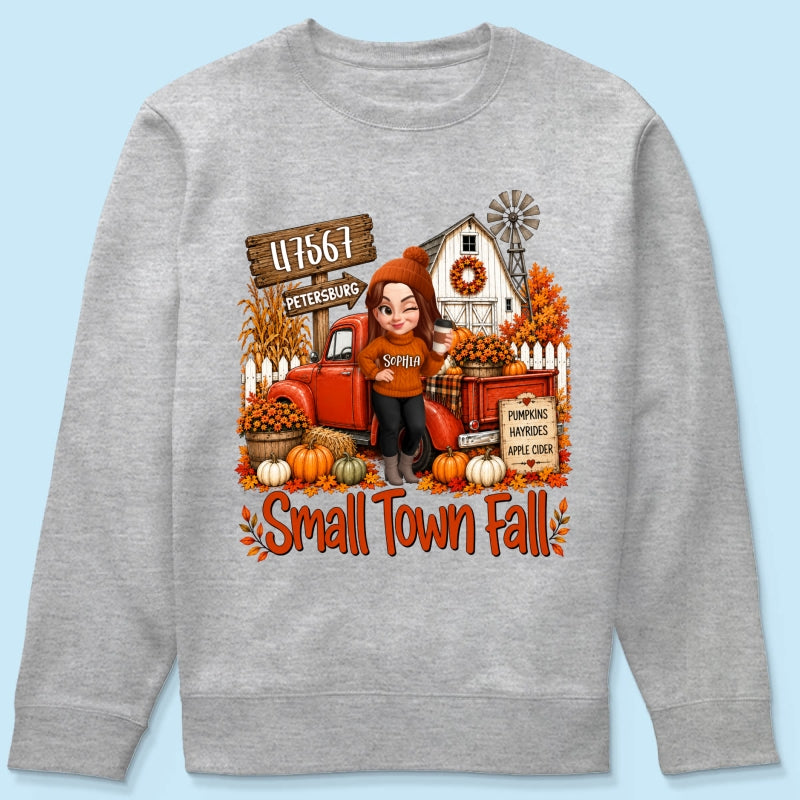 Small Town Fall Pumpkin Hayrides - Personalized Shirt - Custom Pumpkin Farm Trendy Fall Tee
