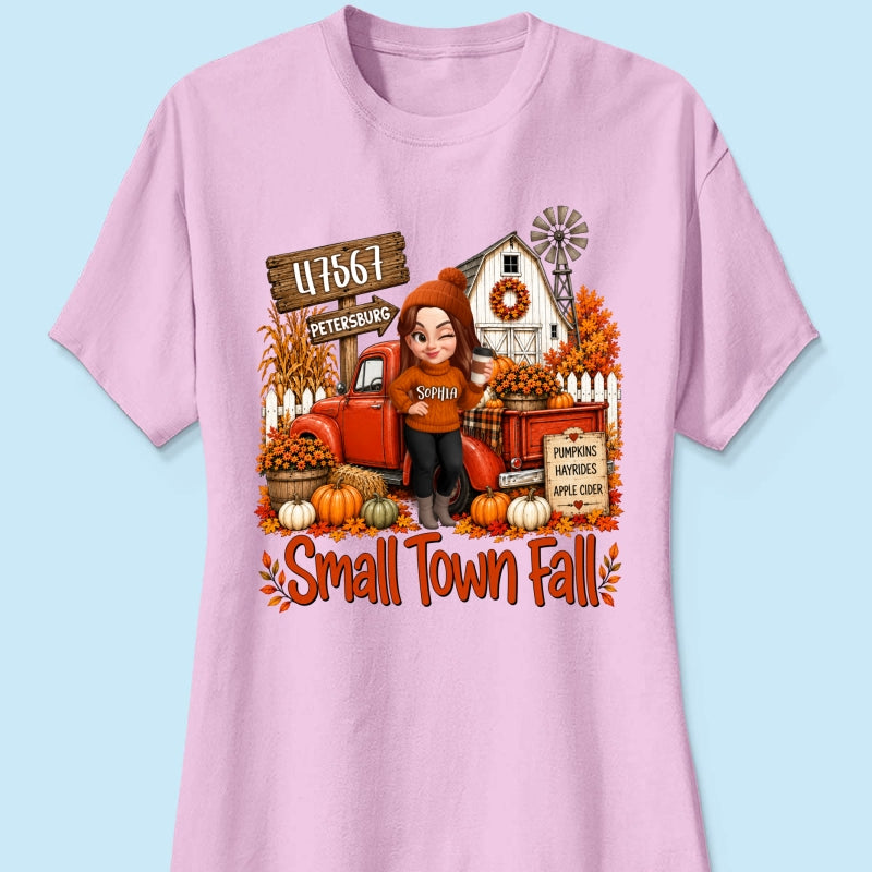 Small Town Fall Pumpkin Hayrides - Personalized Shirt - Custom Pumpkin Farm Trendy Fall Tee