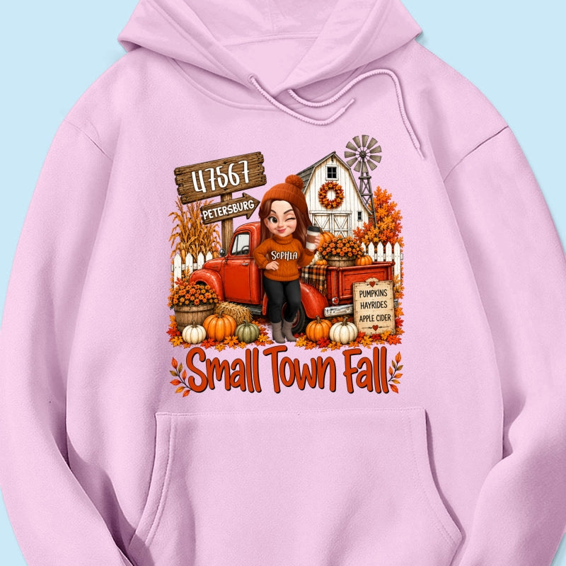 Small Town Fall Pumpkin Hayrides - Personalized Shirt - Custom Pumpkin Farm Trendy Fall Tee