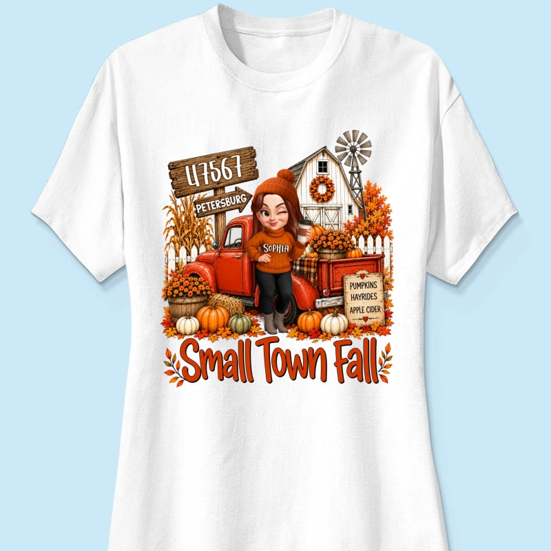 Small Town Fall Pumpkin Hayrides - Personalized Shirt - Custom Pumpkin Farm Trendy Fall Tee