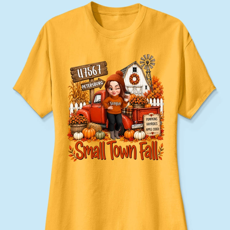 Small Town Fall Pumpkin Hayrides - Personalized Shirt - Custom Pumpkin Farm Trendy Fall Tee