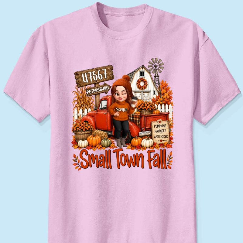 Small Town Fall Pumpkin Hayrides - Personalized Shirt - Custom Pumpkin Farm Trendy Fall Tee