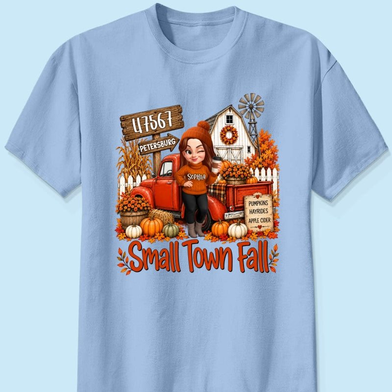 Small Town Fall Pumpkin Hayrides - Personalized Shirt - Custom Pumpkin Farm Trendy Fall Tee