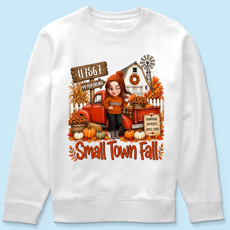 Small Town Fall Pumpkin Hayrides - Personalized Shirt - Custom Pumpkin Farm Trendy Fall Tee
