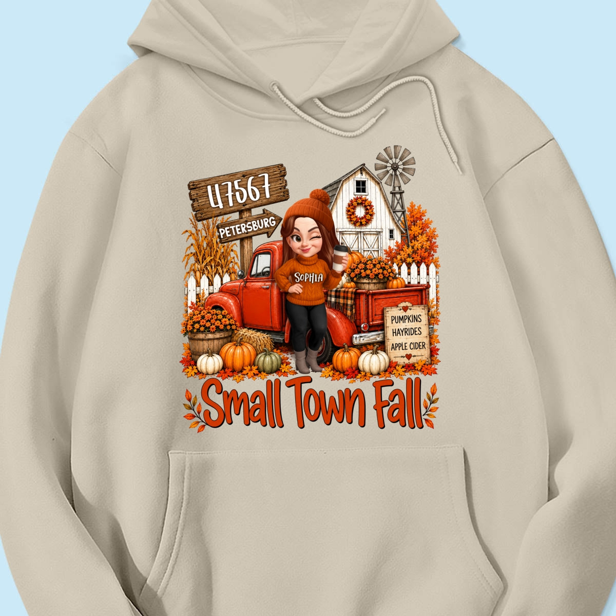 Small Town Fall Pumpkin Hayrides - Personalized Shirt - Custom Pumpkin Farm Trendy Fall Tee