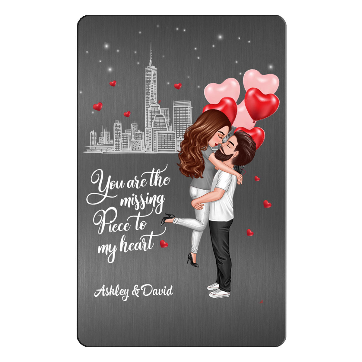 The Missing Piece To My Heart Couple Personalized Metal Wallet Card
