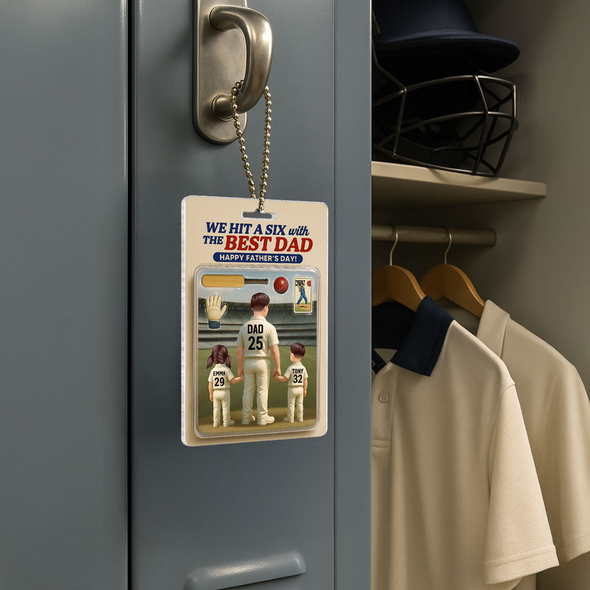 Hit A Six With The Best Dad Cricket Dad Personalized Car Hanger Acrylic Ornament, Father's Day Gift For Husband, Dad