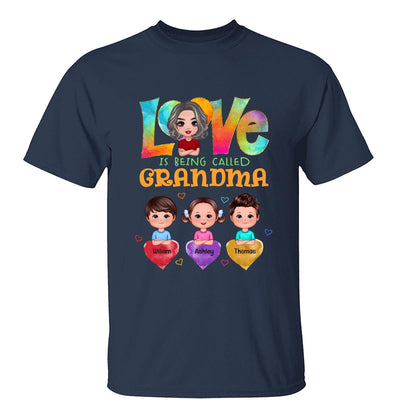 Doll Grandma With Grandkids Colorful Pattern Love Is Being Call Grandma Personalized Shirt