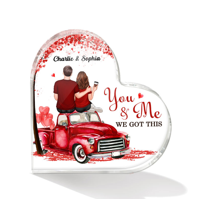 Embracing Couple On Truck Personalized Heart Plaque