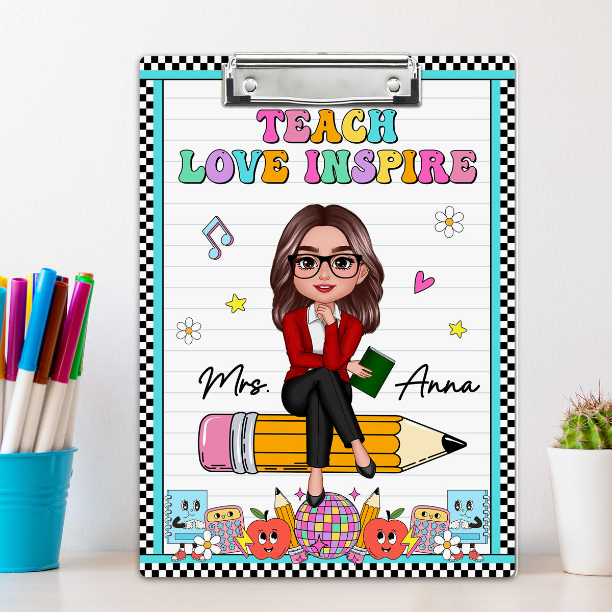 Groovy Teacher Personalized Clipboard, Appreciation Gift