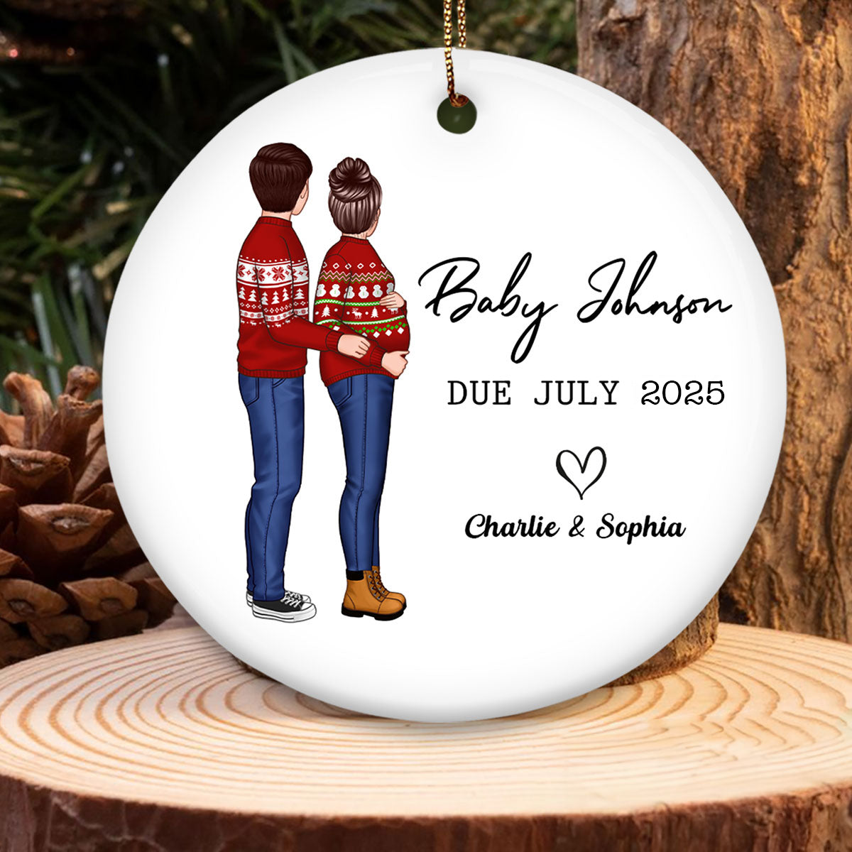 New Baby Arrival Keepsake, Expecting New Baby Ornament, Personalized Baby Due Year Ornament, Pregnancy Announcement Ornament