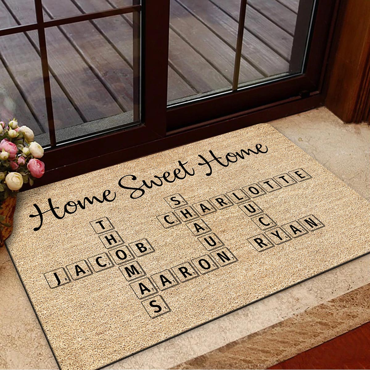 Home Sweet Home Crossword Puzzle Art Personalized Doormat
