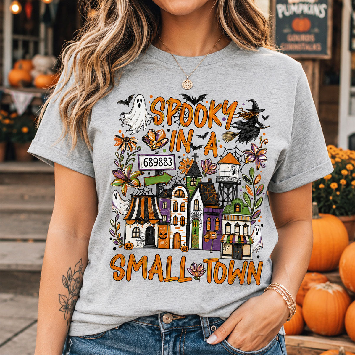 Custom Zip Code Halloween Town - Personalized Shirt - Trendy Fall Halloween Tee