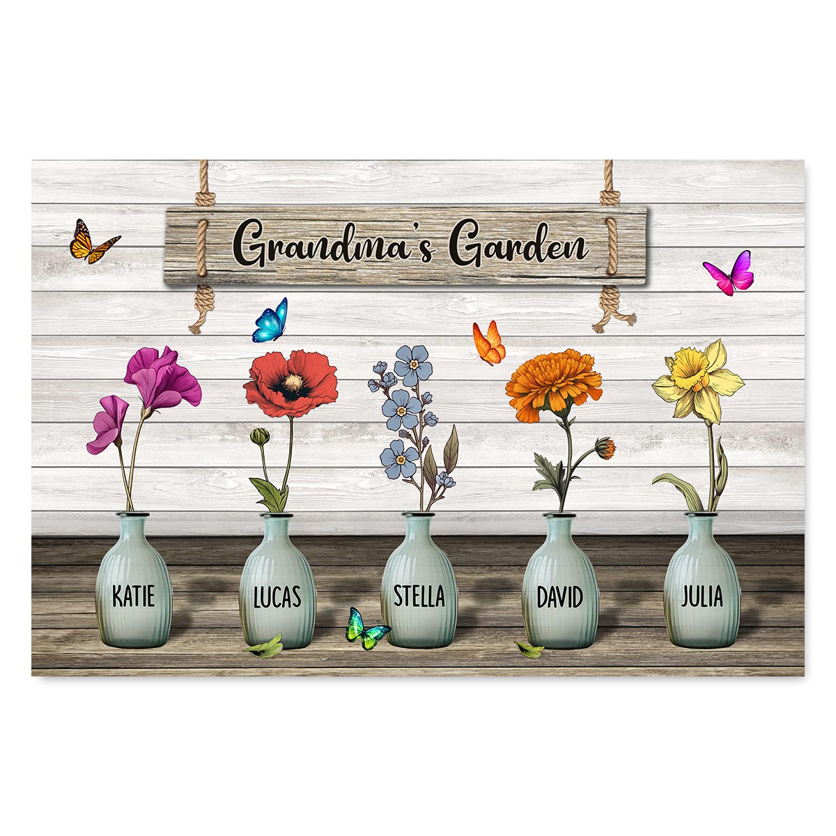 [FREE DELIVERY - Limited Time Offer] Custom Birth Month Flowers Poster, Gift For Grandma, Mom, Auntie
