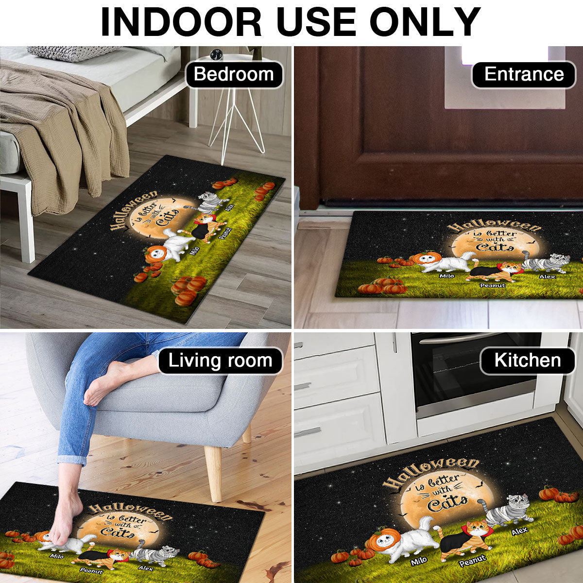 Halloween Visitors Approved By The Cats Personalized Doormat