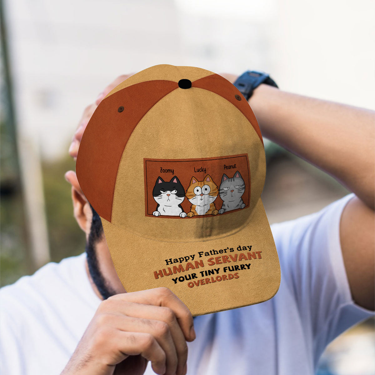 Happy Father's Day Human Servant Cat Dad Personalized Classic Cap