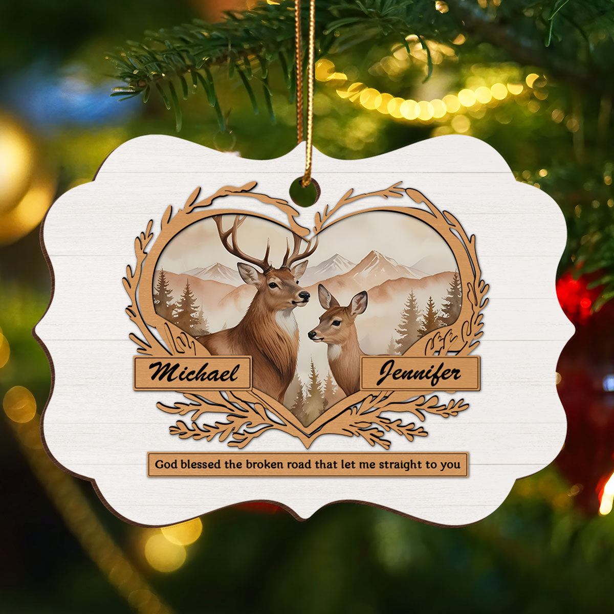 God Gave Me You Deer Love Personalized Wooden Ornament, Heartfelt Christmas Gift For Girlfriend Boyfriend Husband Wife, Gift For The Couple