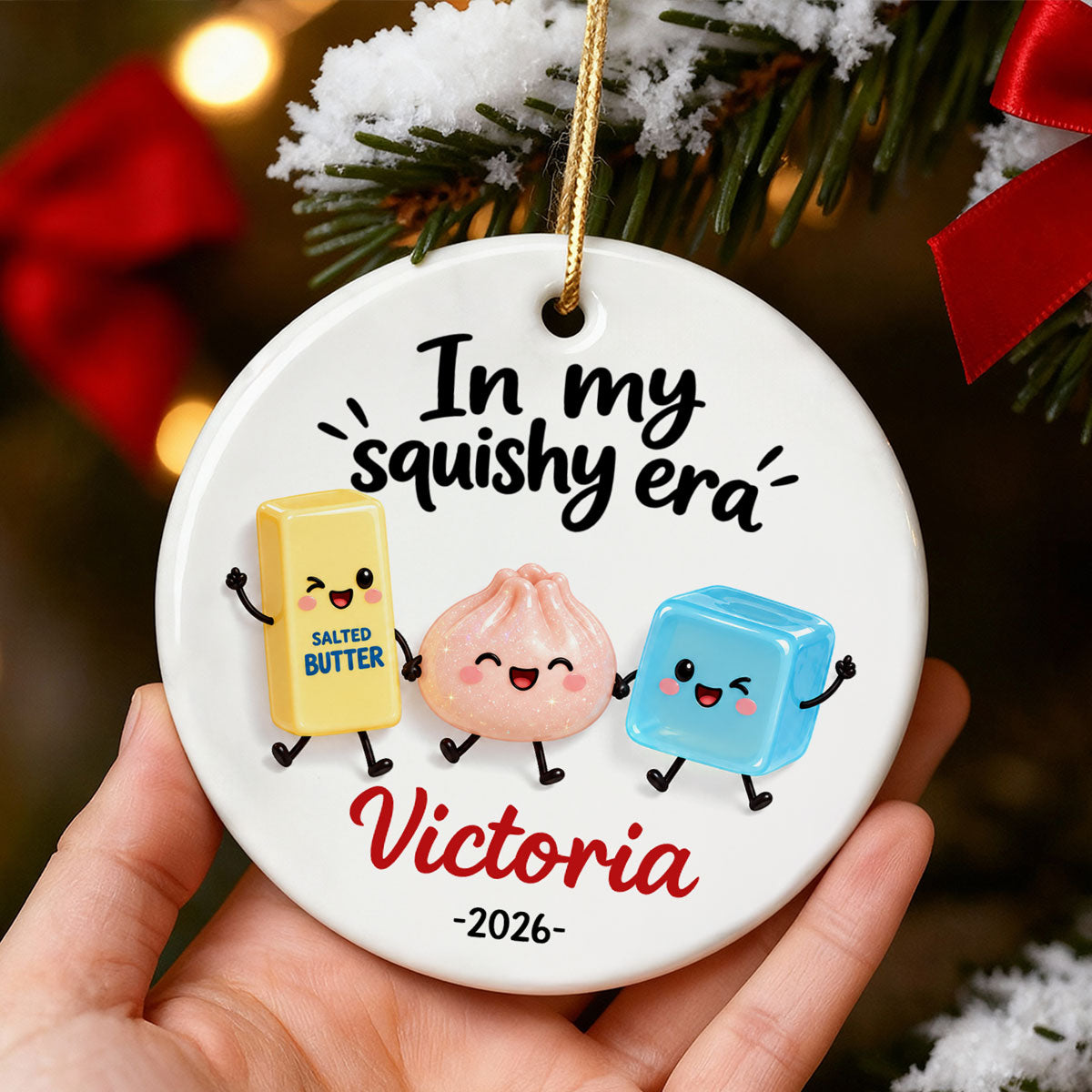 The Year Of Squishies 2D Flat - Personalized Ceramic Ornament - Christmas Keepsake