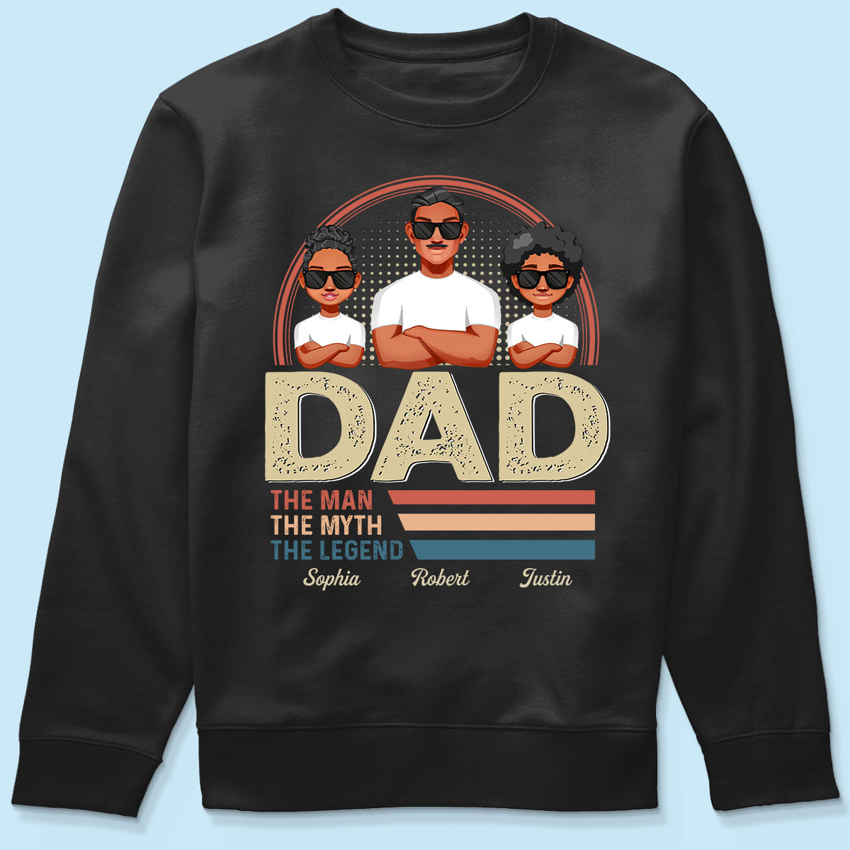 Dad Grandpa The Man The Myth The Legend Retro Line Personalized Shirt