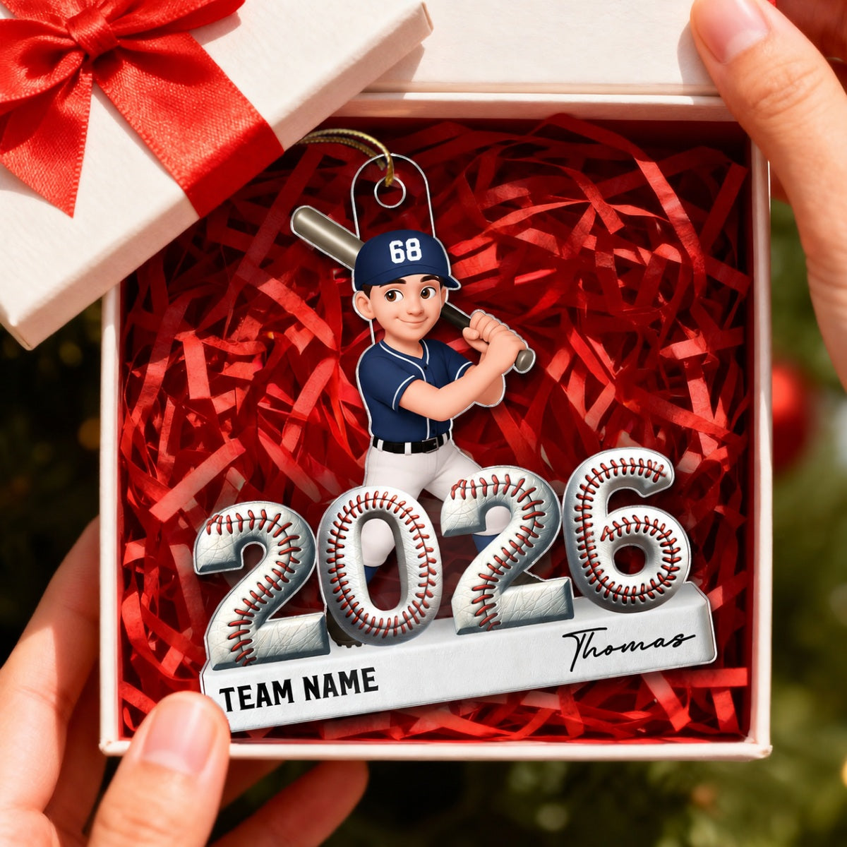 Proud Baseball Player With Year 3D Effect - Personalized Acrylic Ornament - Gift For Teenage, Kids