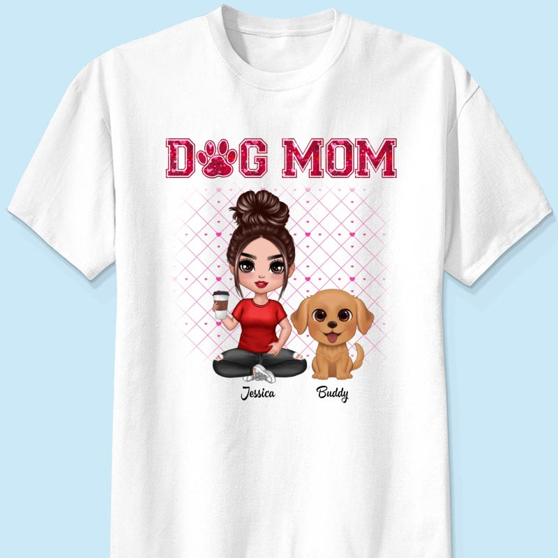 Dog Mom Watercolor Cute Dogs Valentine‘s Day Personalized Shirt