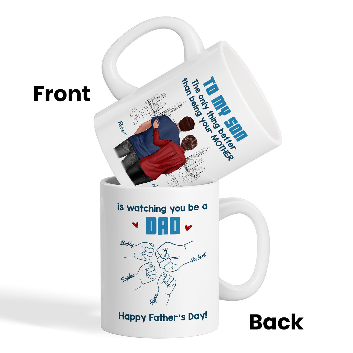 From Mom Dad To Son Watching You Be A Dad Blue Tone - Personalized Mug - Gift For Son