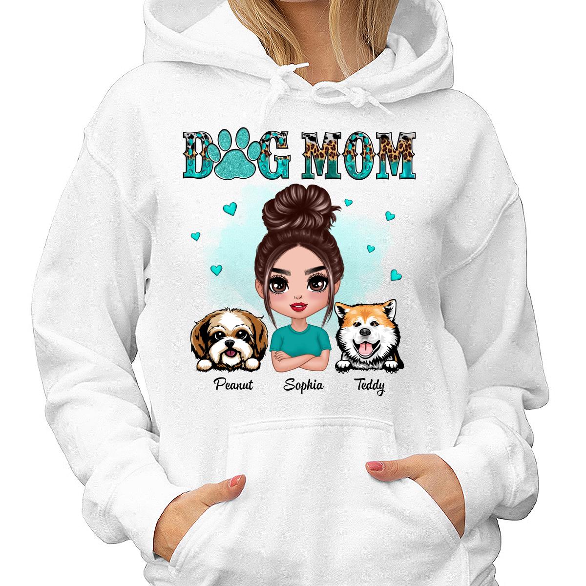 Teal And Leopard Pattern Dog Mom Personalized Shirt