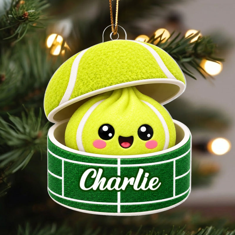Custom Tennis Dumpling Squishy Style - Personalized Acrylic Ornament - Christmas Gift for Son, Daughter, Grandkids