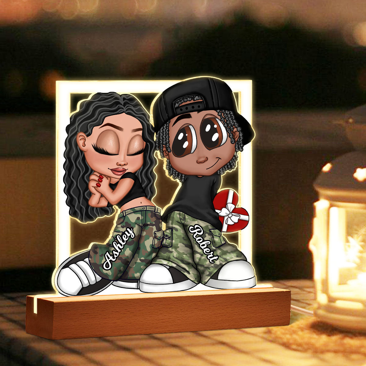 Y2K Couple Frame Personalized Acrylic LED Night Light,  Gift Anniversary Gift for Him for Her