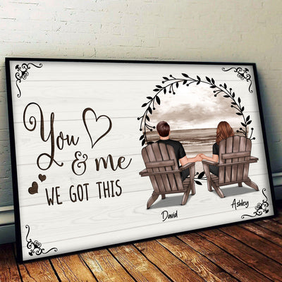 Retro Wreath Couple Beach Landscape Vintage Personalized Poster, Heartfelt 2025  Gift, Anniversary Gift For Couple, Husband, Wife, Dad, Mom