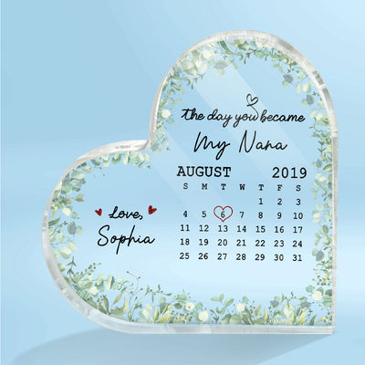 The Day You Became My Mom Grandma Mother‘s Day Gift Personalized Acrylic Heart Plaque