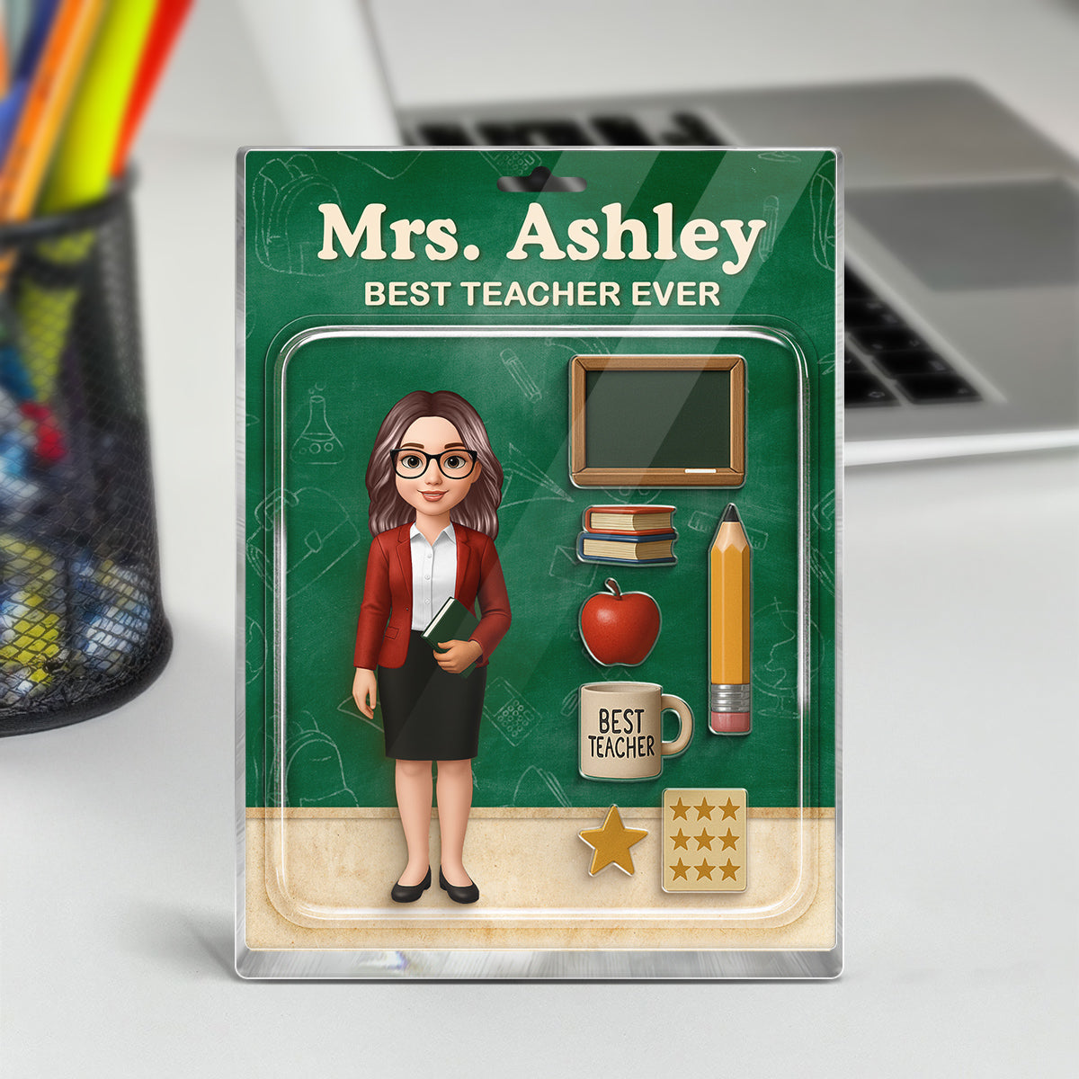 Teacher Action Figure Personalized Acrylic Block, Back To School Gift, Teacher Appreciation Gift