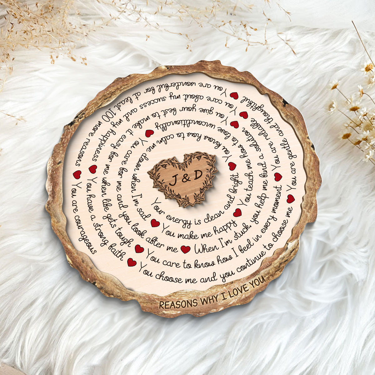 Reasons Why I Love You Spiral Text  Gift For Him Or Her Personalized 2-Layer Wooden Plaque