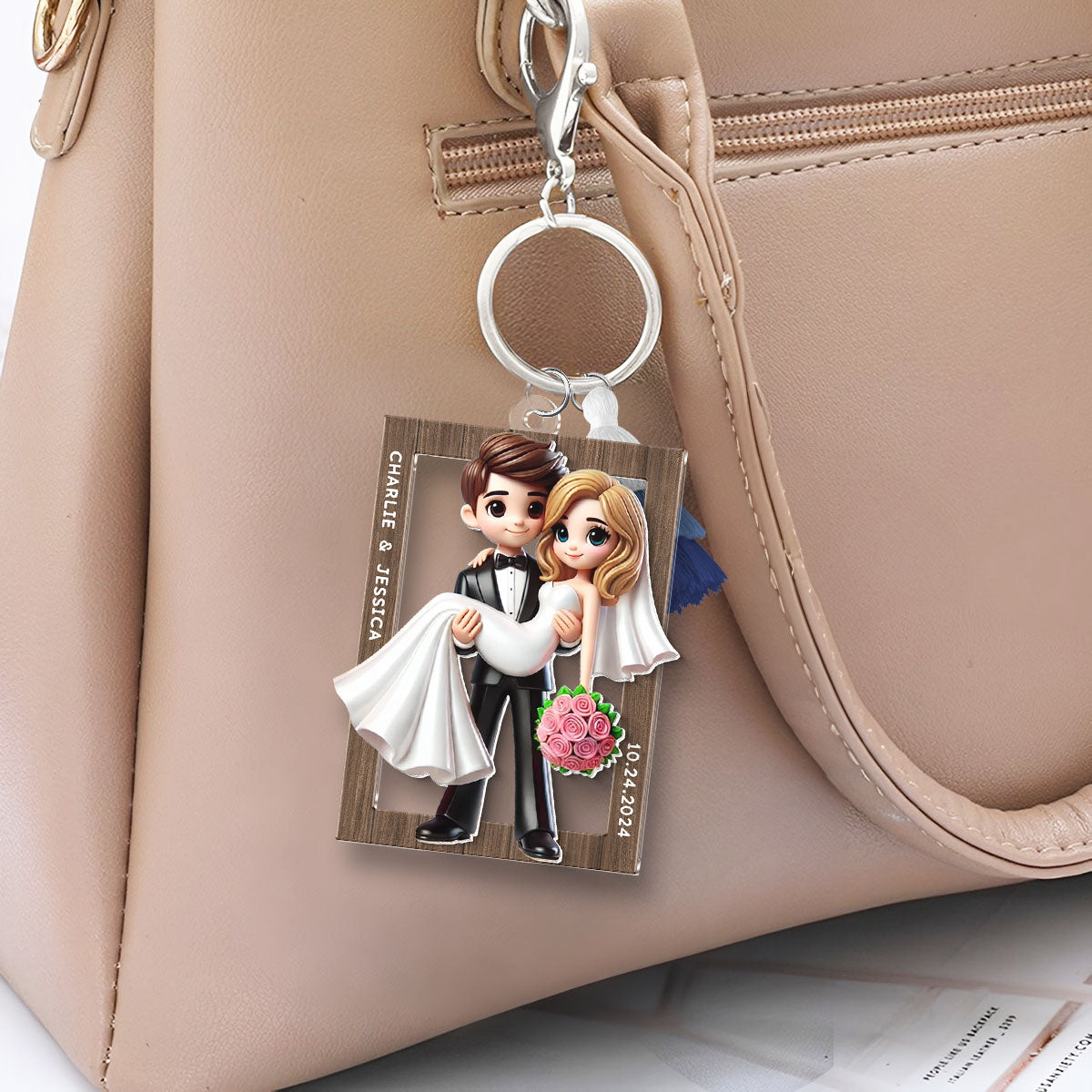 3D Effect Personalized Mr Mrs Married Couple Personalized 2-Layered Acrylic Keychain, Gift for him, Gift for her