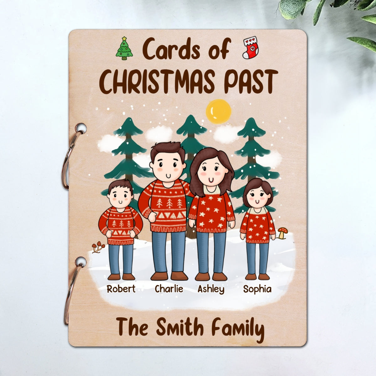 Comic Family Together Christmas Personalized Card Keeper, Card Holder, Card Book, Cards Keepsake