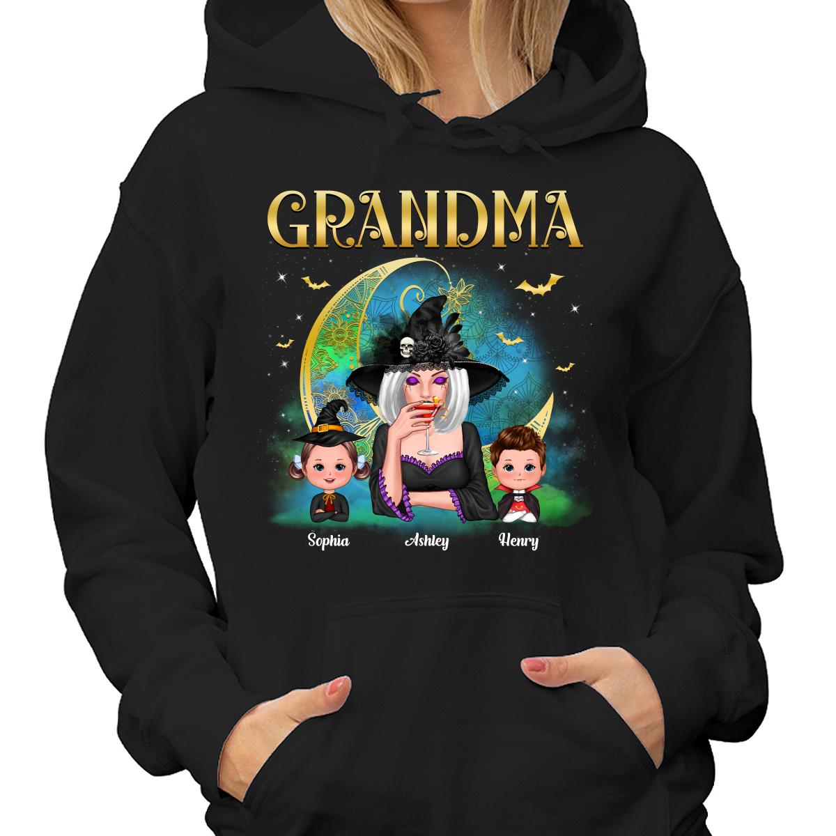 Halloween Grandma Mom Mandala Moon Personalized Shirt