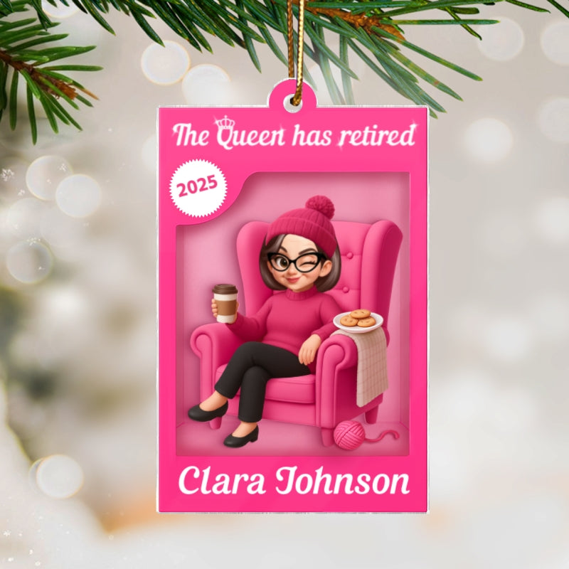 The Queen Has Retired Action Figure - Personalized Acrylic Ornament - Christmas Gift For Grandma, For Mom