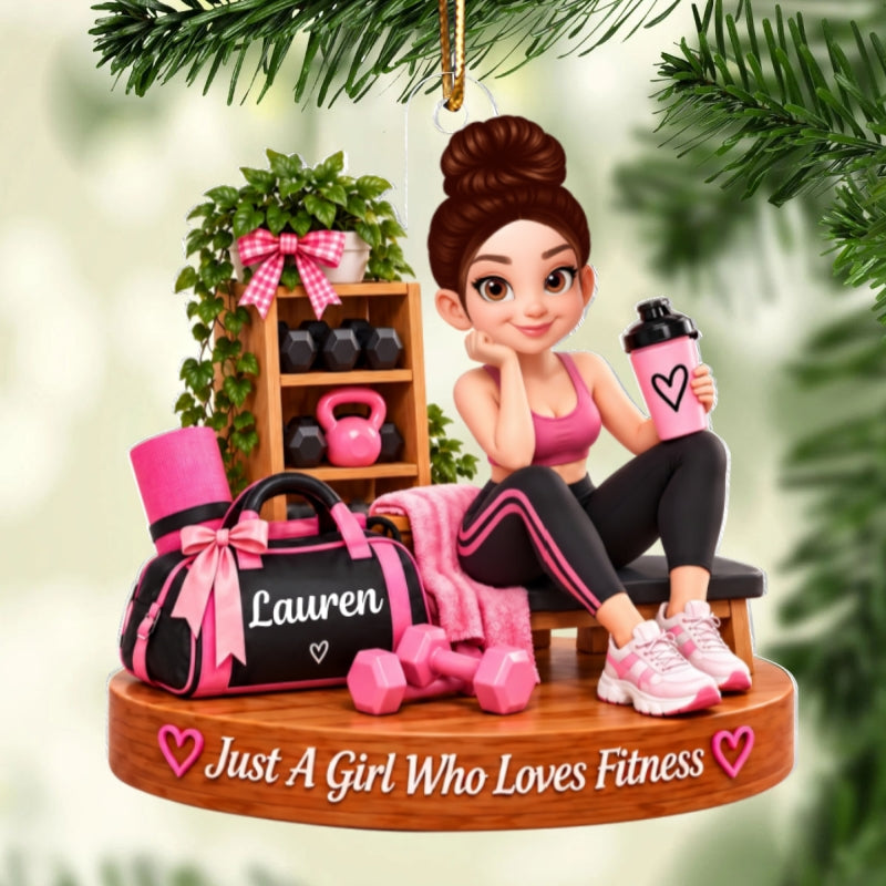 Just a Girl Who Loves Fitness - Personalized Acrylic Ornament - Christmas Gift for Daughter, Wife, Best Friends