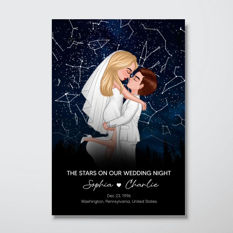 The Stars On Our Wedding Night Custom Star Map Personalized Poster, Heartfelt Wedding Gift Anniversary Gift For Couple, For Her, For Him