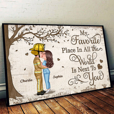 Favorite Place In The World Occupation Couple Kissing Personalized Poster, Unique Valentine's Day Gift For Him, Gift For Her