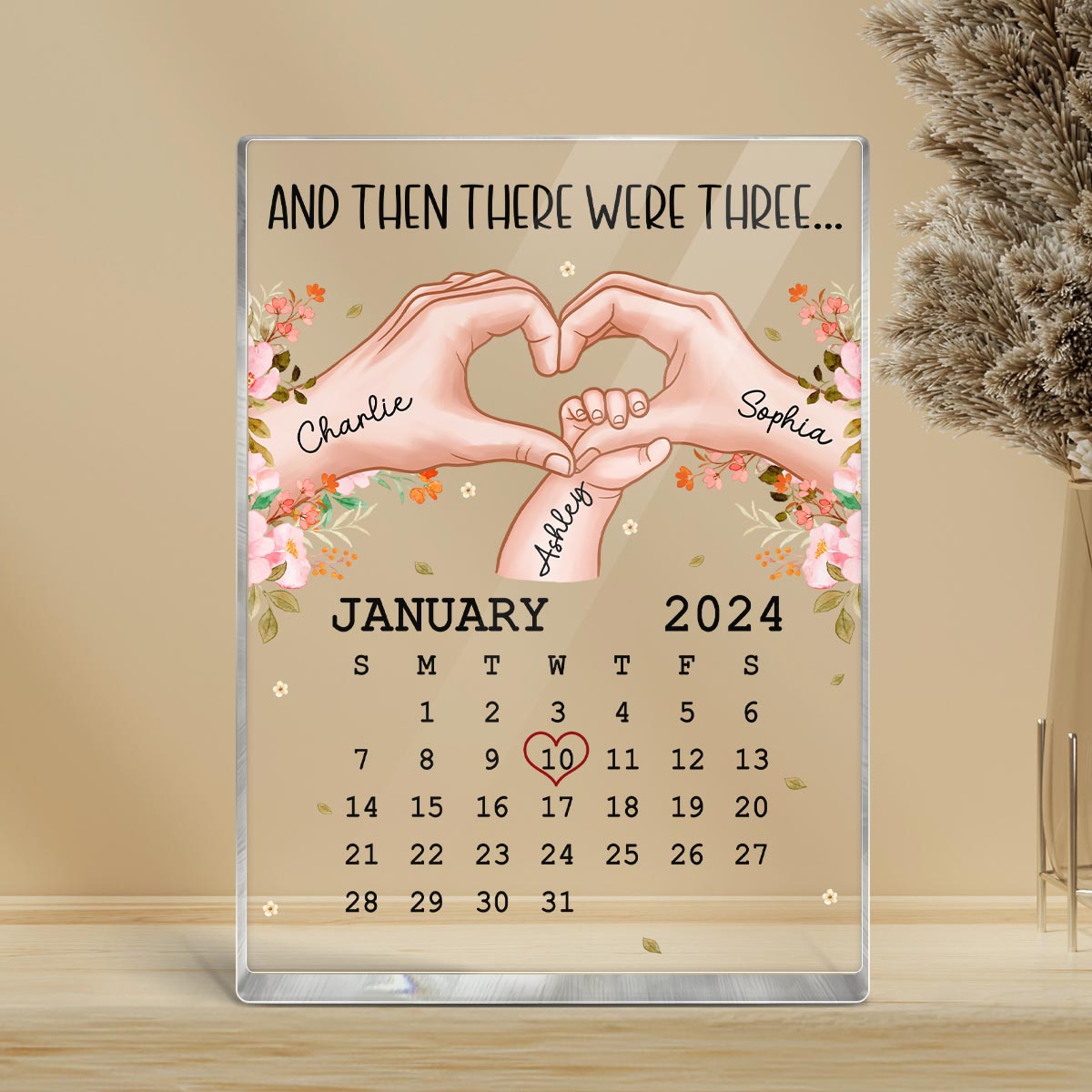 Mom And Then There Were Three Calendar Personalized Vertical Rectangle Acrylic Block Plaque