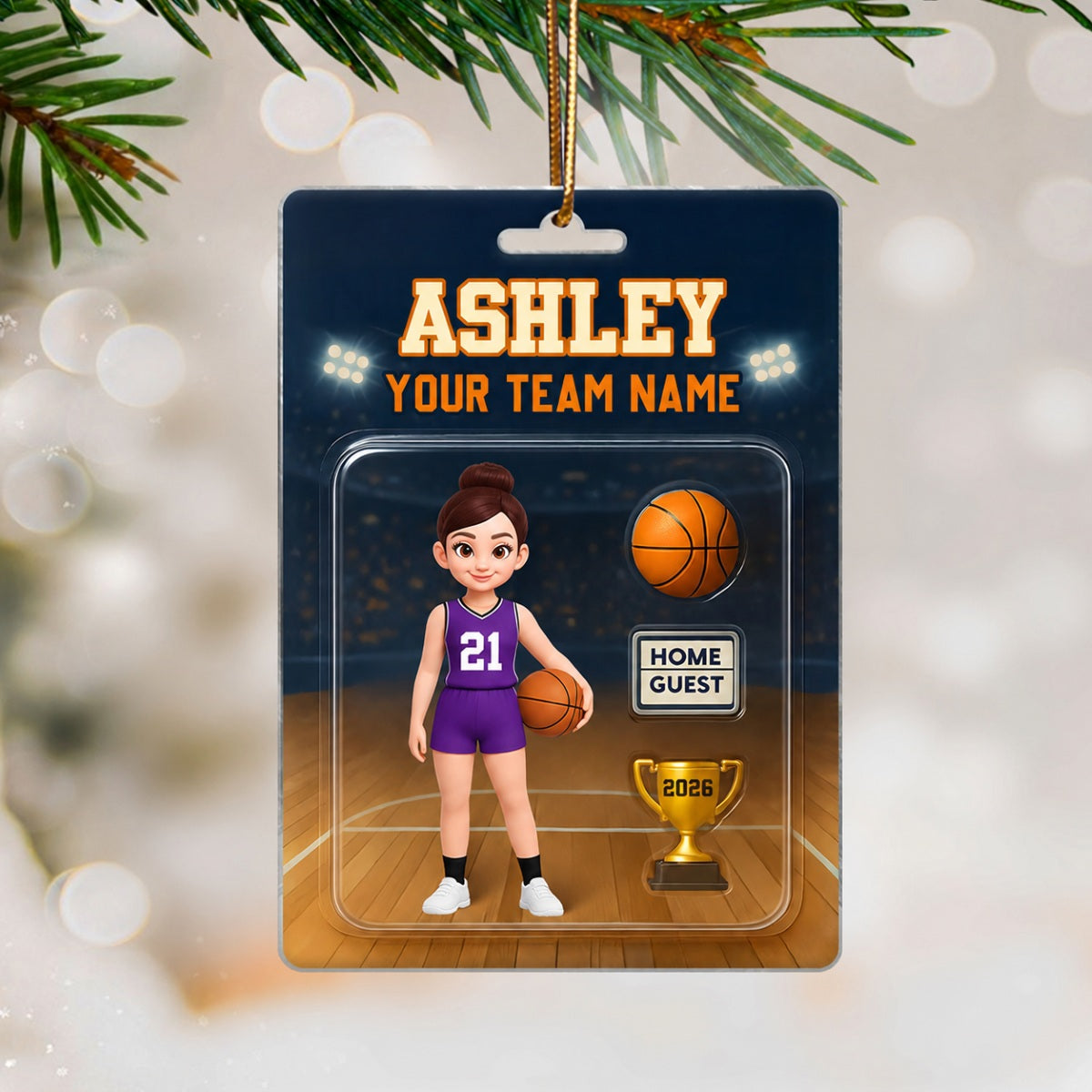 Basketball Player Custom Figure 3D Effect - Personalized Acrylic Ornament - Christmas Gift for Son, Daughter, Grandkids