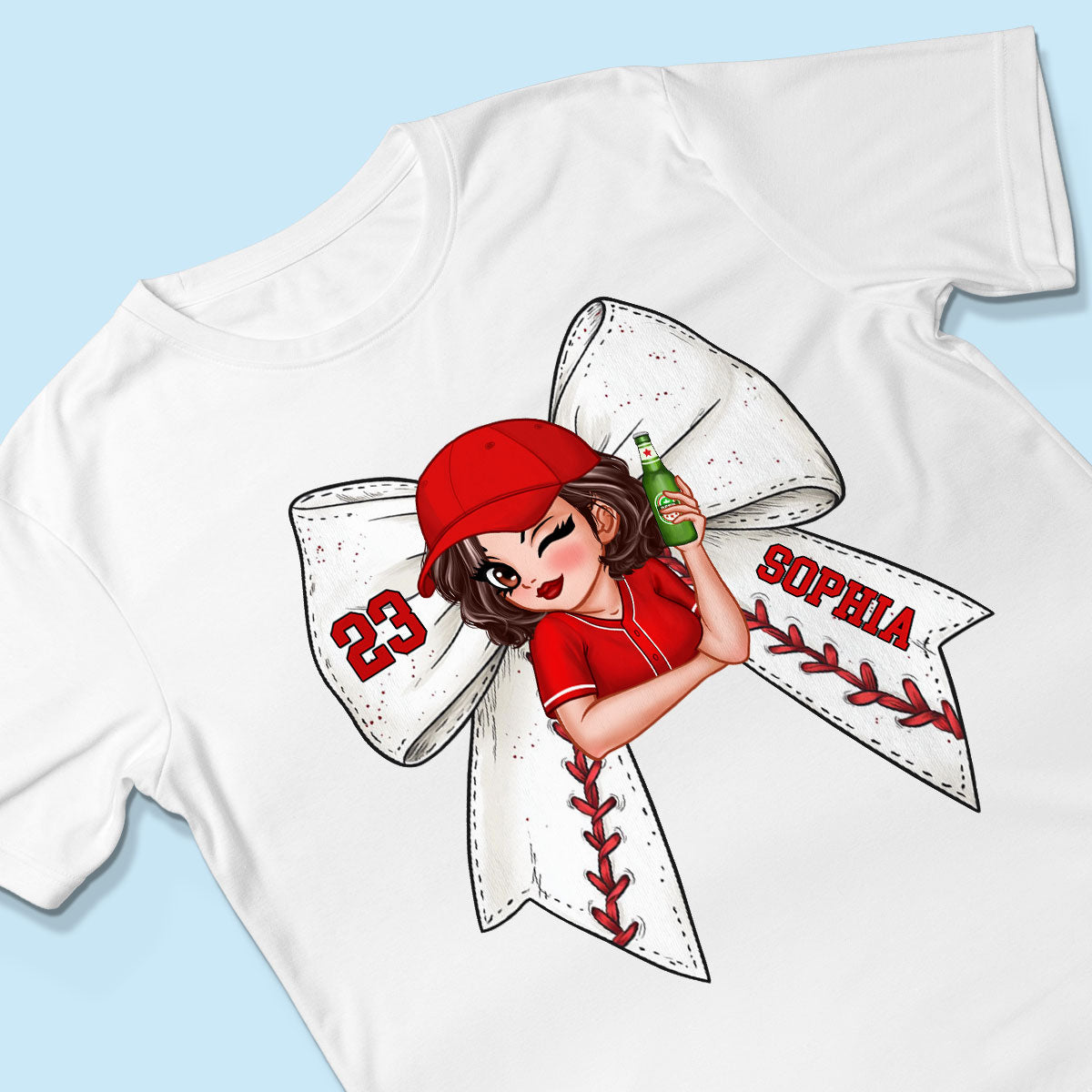 Baseball Softball Bow With Jersey Number Personalized Shirt, Perfect Gift For Her, For Baseball Wife, For Baseball Mom