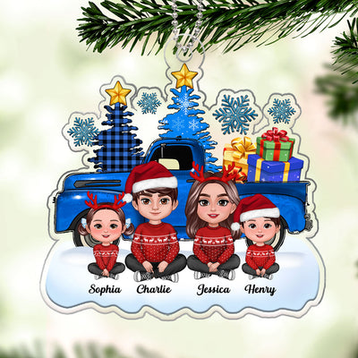 Blue Truck Christmas Family Personalized Acrylic Ornament