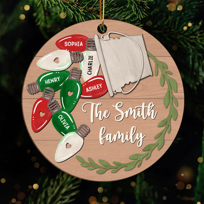 Christmas Light Family Personalized Wooden Ornament